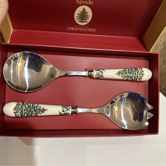 NEW Spode Christmas Tree Salad Server  Set of 2 NEW in Box - Picture 6 of 6